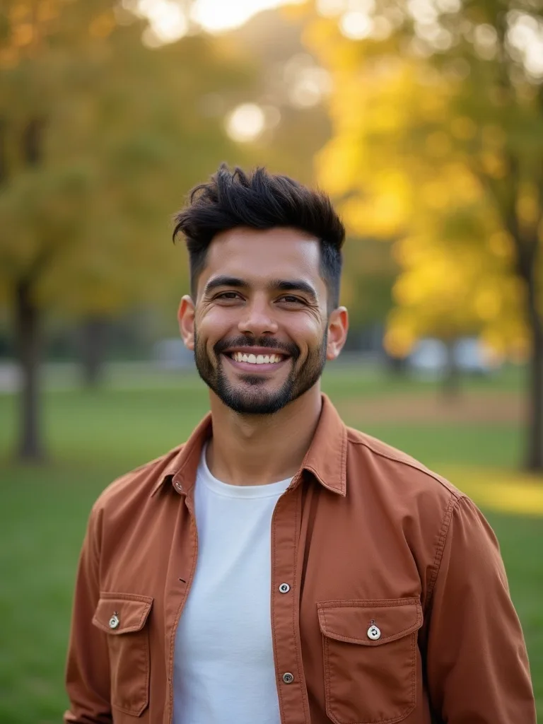 Dating-profile portrait generated from selfies