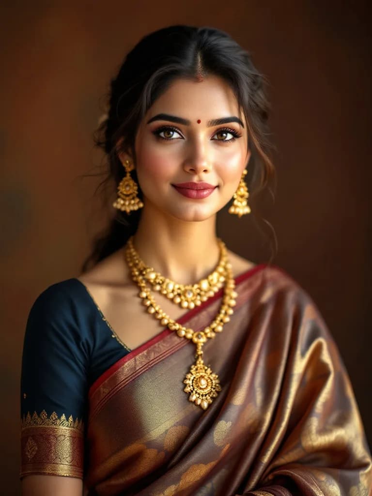 Traditional saree portrait generated from selfies